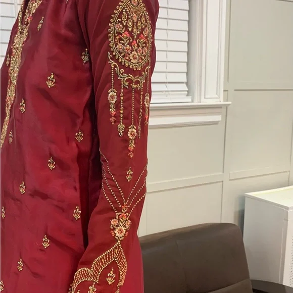 Fancy Pakistani Embellished Gharara Wedding Indian Party Wear Shalwar Kameez - Picture 6 of 11